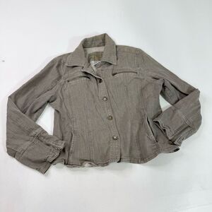Vintage Y2k 90s LAL Denim Jacket Womens Large Button Up Jean Gray Casual